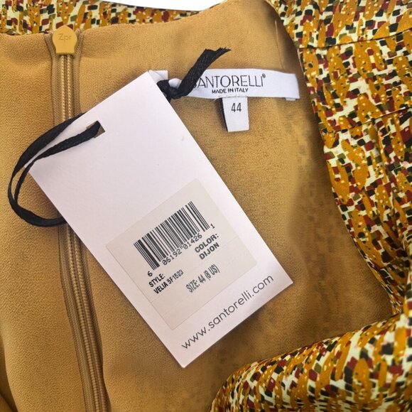 Santorelli VELIA Sleeveless Midi Dress in Dijon Yellow Printed Satin SIZE 8 NWT - Picture 6 of 6